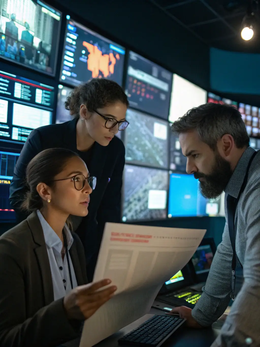 A visual of sales and marketing teams collaborating over digital dashboards, illustrating Brand Articulate's sales and marketing alignment service.